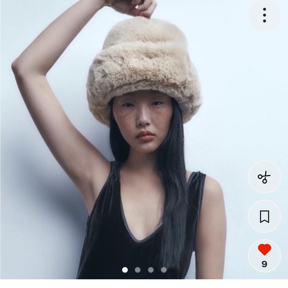 Zara Cream Fur Hat for Women